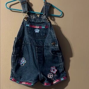 Kids Denim Overalls with Floral Embroidery